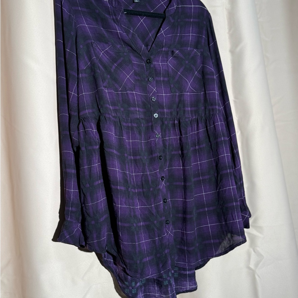 Torrid Purple Plaid Shirt
